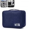 FLYNGO Electronics Accessories Organizer Bag Travel Padded Gadget Bag Cable Organisers Pouch Carrying Case for Chargers, Hard Disk, Adapters, USB Cables, and Power Bank (Dark Blue)