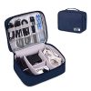 Luvina Travel Electronics Accessories Organizer Bag- Waterproof Cable Organizer Bag with 3 Removable Dividers,Padded Gadget Carrying Case for Cables,Portable Chargers,Electronics Adapters