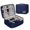 PETRICE Electronics Accessories Organizer Bag, Universal Carry Travel Gadget Bag for Cables, Plug and More, Perfect Size Fits for Pad Phone Charger Hard Disk (Dark Blue)