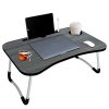 RUDRA ZONE Presents Foldable Laptop Table with Cup Holder, Study Table, Bed Table, Breakfast Table, Foldable & Portable/Ergonomic & Rounded Edges 09(0123)