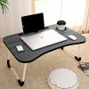 SARVAM® Multipurpose Foldable Laptop Table with Cup Holder, Study Table, Bed Table, Breakfast Table, Foldable and Portable/Ergonomic & Rounded Edges/Non-Slip Legs (BLACK)