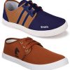 WORLD WEAR FOOTWEAR Men's Multi-Coloured Canvas Casual Shoes/Loafers - Pack of 2 (Combo-(2)-1138-5014)