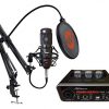 WRIGHT WR-12 Audio Interface, WR-800 Condenser Microphone WP101 POP Filter and WR-35 Stand with Male to Female XLR Cable and 6.4MM Audio Adapter
