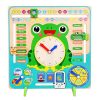 wishkey 7 in 1,wooden calendar clock preschool educational learning toy for kids- Multi color