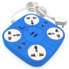 Axmon Extension Cord with 2 USB Charging Ports and 6 Socket - 10 Amp Heavy Duty Multiplug Extension Board for Multiple Devices Smartphone Tablet Laptop Computer (Blue)