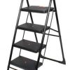 BRANCO 4 Step Folding Powder Coated Steel Pipes, Polypropylene Copolymer Wide Steps, Rubber Boots, Foam Clad Handles Ladder