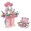 Cable World® 2 in 1 Portable Cooking Kitchen Play Set Pretend Play Food Party Role Toy for Boys Girls - Pink