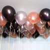 GrandShop Metallic Balloons Rose Gold Black and Silver Pack of 75 Pcs