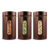 Home Puff Premium Airtight Glass Canisters Set, 550ML, 3-Piece (Copper)