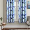 Home Sizzler 3D Flower Polyester 5 ft Window Curtain (Blue) -2 Pieces