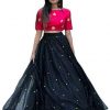 NENA FASHION Women's net Lehenga Choli (yami pinkblack_ Black_ X-Large)