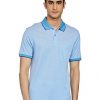 Raymond Solid Supima Cotton Medium Blue Regular Fit Polo Neck Half Sleeve T-Shirts