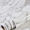 Wolpin Wall Stickers Marble Wallpaper Furniture (45 x 500 cm) Kitchen, Cabinets, Almirah, Tabletop, Plastic Table, Wooden Table, Wardrobe, Renovation PVC DIY Self Adhesive, White and Grey