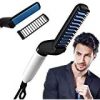 cs fashion Electric Hair Straightener Brush, Men Quick Beard Straightner Styler Massage Comb, Hair Straightening, Curly Hair Straightening Comb, Side Hair Detangling (White)