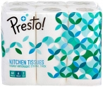 Amazon Brand – Presto! 2 Ply Kitchen Tissue/Towel Paper Roll – 6 Rolls (60 Pulls Per Roll)