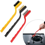 ALOUD CREATIONS Plastic Gas Stove Cleaning Wire Brush Kitchen Tools Metal Fiber Strong decontamination, in-Depth Small Gaps Clean – (Multicolour) Set of 3