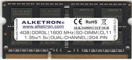 Alketron Dual Channel CL11 DDR3 RAM for Laptop 4GB 1600MHz SODIMM