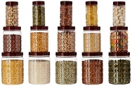 Amazon Brand – Solimo Checkered Airtight Jar Set of 15
