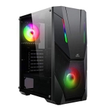 Ant Esports ICE-211TG Mid Tower Computer Case I Gaming Cabinet I Mesh Panel with ARGB Strip Front Panel I Supports ATX MB with Transparent Glass Side Panel, 2 x 120 mm ARGB Fan Preinstalled – Black