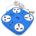 Axmon Extension Cord with 2 USB Charging Ports and 6 Socket – 10 Amp Heavy Duty Multiplug Extension Board for Multiple Devices Smartphone Tablet Laptop Computer (Blue)