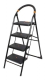 BRANCO 4 Step Folding Powder Coated Steel Pipes, Polypropylene Copolymer Wide Steps, Rubber Boots, Foam Clad Handles Ladder