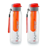 Cello Infuse Plastic Water Bottle Set, 800ml, Set of 2, Orange