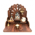 CrazyInk Fully Handmade Beautiful Wooden Home and Office Temple/Pooja Mandir (Multi.9, 25.5 X 30.5 X 19 Cm)
