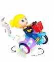 Crown Deals® Light and Sound Musical Stunt Bike Tricycle Bump and Go Scooter Toy – 4D Flashing Light Effects and Music Girl Stunt Motorcycle with 4D Lights, 360 Rotation Movement