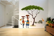 Decals Design ‘Artistic Tribal Ladies with Animals Nature’ Wall Sticker (PVC Vinyl, 60 cm x 90 cm, Multicolour)