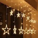 DesiDiya® 12 Stars 138 LED Curtain String Lights, Window Curtain Lights with 8 Flashing Modes Decoration for Christmas, Wedding, Party, Home, Patio Lawn Warm White (138 LED – Star)