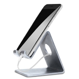 ELV Desktop Cell Phone Stand Tablet Stand, Aluminum Stand Holder for Mobile Phone (All Size) and Tablet (Up to 10.1 inch) – Silver