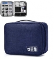 FLYNGO Electronics Accessories Organizer Bag Travel Padded Gadget Bag Cable Organisers Pouch Carrying Case for Chargers, Hard Disk, Adapters, USB Cables, and Power Bank (Dark Blue)