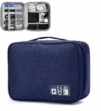 FLYNGO Electronics Accessories Organizer Bag Travel Padded Gadget Bag Cable Organisers Pouch Carrying Case for Chargers, Hard Disk, Adapters, USB Cables, and Power Bank (Dark Blue)
