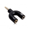 Fyugo™ Audio Jack Headphones with mic, 3.5 mm Jack Splitter 2 Male 1 Female (U-Shape) (1 Peace) (Assorted Colour)