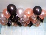 GrandShop Metallic Balloons Rose Gold Black and Silver Pack of 75 Pcs