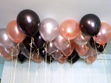 GrandShop Metallic Balloons Rose Gold Black and Silver Pack of 75 Pcs