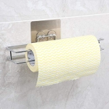 HOKIPO® Magic Sticker Series Self Adhesive Chrome Metal Kitchen Tissue Paper Towel Holder