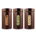 Home Puff Premium Airtight Glass Canisters Set, 550ML, 3-Piece (Copper)
