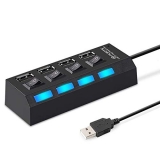 InfiZone™ USB Hub 2.0 Multi USB Port 4 Ports USB Hub High Speed with on/Off Switch USB Splitter Switch for PC Computer Accessories (Black/White)