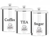 Kitchen Kemistry,Tea, Coffee & Sugar Premium Economic Canister/Kitchen Storage with Capacity of 1000 ml. Pack of 3 Piece