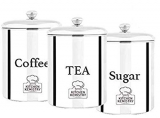 Kitchen Kemistry,Tea, Coffee & Sugar Premium Economic Canister/Kitchen Storage with Capacity of 1000 ml. Pack of 3 Piece
