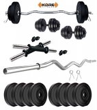 Kore PVC 16-30 Kg Home Gym Set with Gym Rods and One Pair Dumbbell Rods