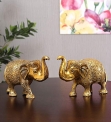 KridayKraft Metal Gold Color Elephant for Decor Gift Items Home Office – 2 Pc