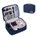 Luvina Travel Electronics Accessories Organizer Bag- Waterproof Cable Organizer Bag with 3 Removable Dividers,Padded Gadget Carrying Case for Cables,Portable Chargers,Electronics Adapters