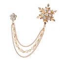 Mahi Rose Gold Plated Men’s Eye Catching Stone Studded Snow Flake with Three Chain Pin Brooch BP1101027Z