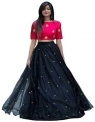 NENA FASHION Women’s net Lehenga Choli (yami pinkblack_ Black_ X-Large)