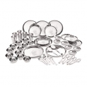 Neelam Stainless Steel 24 Gauge Leaser Etching Dinner Set, 50 pcs, Silver