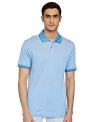 Raymond Solid Supima Cotton Medium Blue Regular Fit Polo Neck Half Sleeve T-Shirts