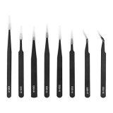 Scout Premium 8 PCs Pointed Precision Tweezers Set – Professional Anti-Static Long Tweezer Kit for Electronic Repairing, Soldering & Crafting