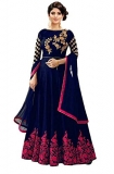 Shree Khodal Art Malbari Silk Blue SemiStitched Long Anarkali Gown(Original product)